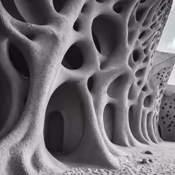 this unusual building has multiple holes on the outside