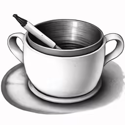 two cups and a toothbrush are on a saucer