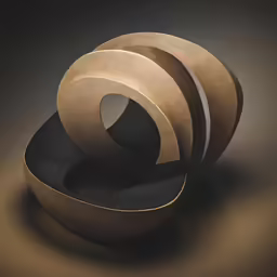 a set of five black and gold plates with a circle at the top