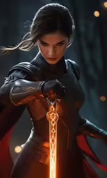 the cover for mass effect 2 is showing a woman holding a sword with glowing lights in it
