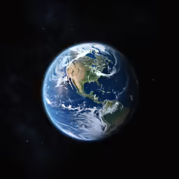 the earth in the black space with dark background
