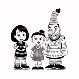 the two parents with a child and an adult,a drawing of a man, woman and child