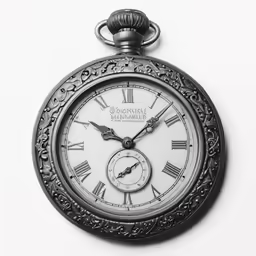 an antique pocket watch with roman numerals and a chain