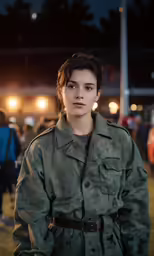a person dressed in a uniform with a lit up area