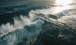 the view of a sandy beach from an above - water perspective
