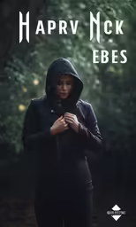a woman standing in the forest with her hands together, she is wearing a black hoodie and has her hands together