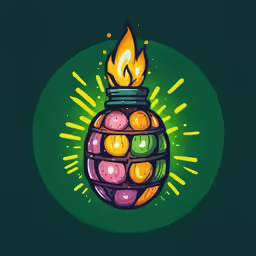 a glowing bulb with flames floating out