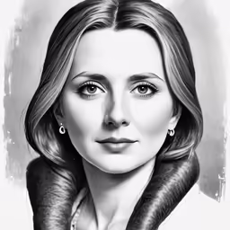 a drawing of the actress who appears to be wearing an ear - ring