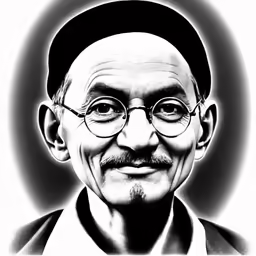 the portrait of gandhi in black and white