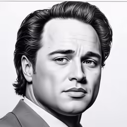 the man is posing for the camera in black and white