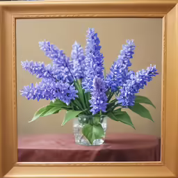 an image of purple flowers in a vase on a table