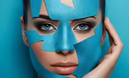 woman with a mask painted like an airplane