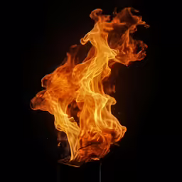the flames have turned orange and yellow