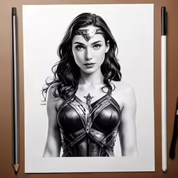 pencil drawing of wonder wonder comics comic girl