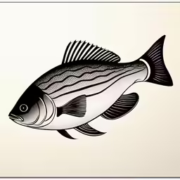 a fish is seen on an art print