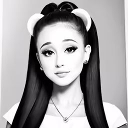 an asian girl with black hair with horns