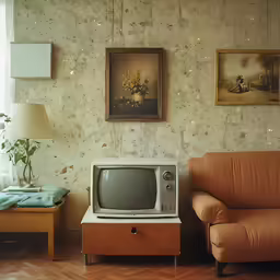 an old - fashioned television set sitting in the corner of a room