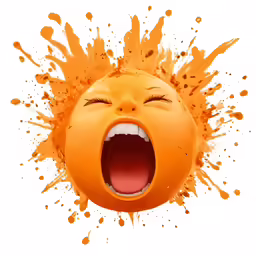 a orange sun with its mouth wide open is shown