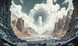 a surreal landscape that appears to be the source of strange, unusual things