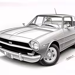 an image of a car drawing with colored pencils,a sketch of a car on a white background
