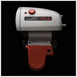 the red and white object is on display