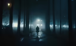 a person standing in the middle of a forest