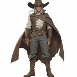 a man dressed in an old western costume
