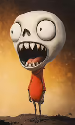 a creepy looking creature standing on a field