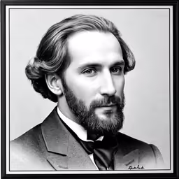 black and white photograph of man in suit and tie