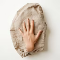 hand cuddling the bottom of a blanket with one hand