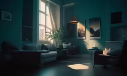 this living room has a few photos on the wall