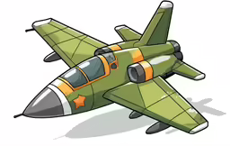 a cartoon military aircraft in motion