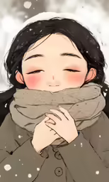 woman with a scarf covering her mouth in the snow