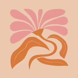 an abstract art piece with pink and orange tones