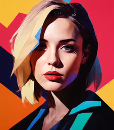 an attractive young lady in colorful art style clothing,an image of a woman with short hair