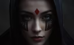 a beautiful woman with some artistic features painted on her face