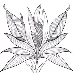 a plant that has a large leaf,a plant with a flower on a white background