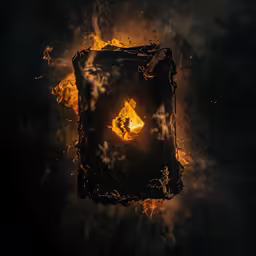 a fire - burning paper with flames around it