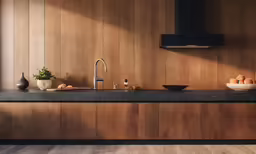 modern wooden kitchen with dark and natural accents