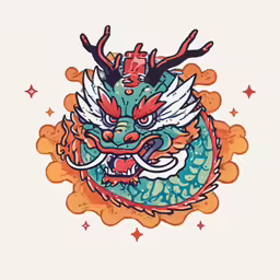 an oriental dragon with two horns on top