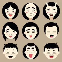 a series of six cartoon faces with various facial expressions,several faces with different facial expressions that are part of the avatars