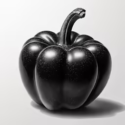 an apple shaped like a black pepper