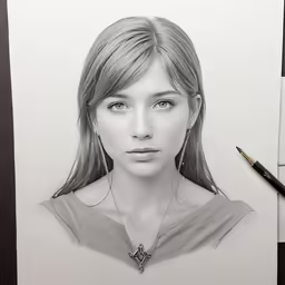 a drawing of a beautiful young woman
