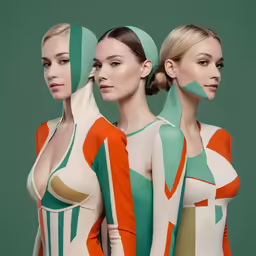three models standing next to each other wearing body suits