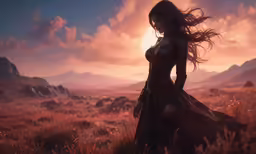 a beautiful lady is standing in the wild