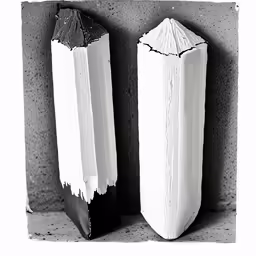 two tall, skinny sculptures are lined up in a niche