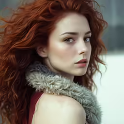 a woman with long hair is looking back