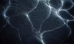 some blue glowing rocks on the ground