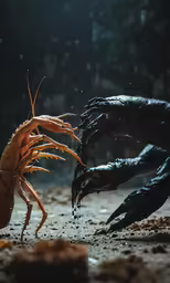a large crab attacking another creature on the ground