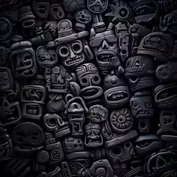 a lot of skulls and other decorative items